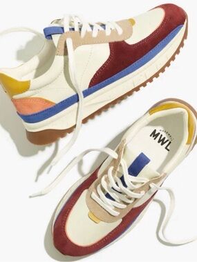 Madewell Multicolor Retro Runner Sneakers - Cream, Burgundy, Blue, Mustard